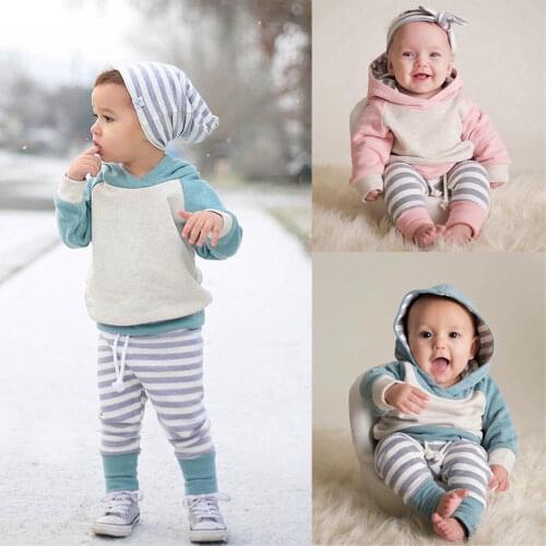Infant Toddler Baby Boys Girls Autumn Clothing Sets Long Sleeve Hooded Sweatshirt Tops+Long Pants 3Pcs Newborn Clothes Outfits