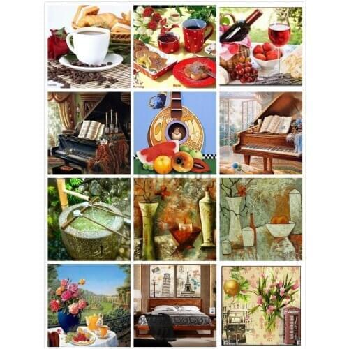 DIY Diamond Painting Dining table interior scenery Diamond Embroidery Cross Stitch Needlework Home Decor Round/Square drill gift