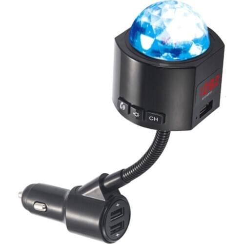 Hands-Free Car Kit MP3 Player With Ambient Light 3 USB Port Car Charger Wireless Audio Receiver Allows For Hands-Free Calls