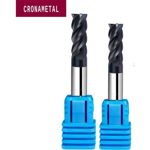 CRONAMETAL High Hardness HRC65 solid tungsten carbide cnc milling cutter 4 flutes square end mill