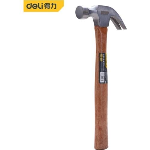 Deli Durable Construction Metalworking Household Nail Hammer Wooden Handle Hammer Repair Hand DIY Woodworking Tools Claw Hammer