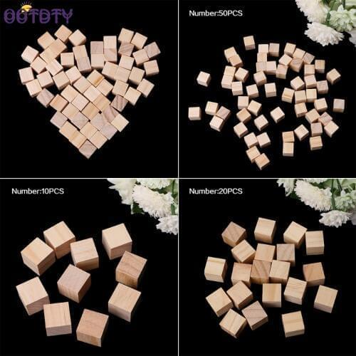 10/25/25mm Wooden Square Blocks Mini Cubes Embellishment for Woodwork Craft DIY