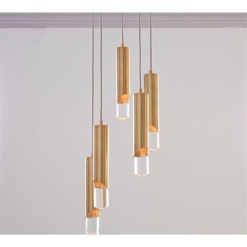 Nordic Modern Long Barrel Cylindrical Pendant Lights Living Room Restaurant Bedroom Hanging Lamps Aluminum Gold Luxury Fixtures