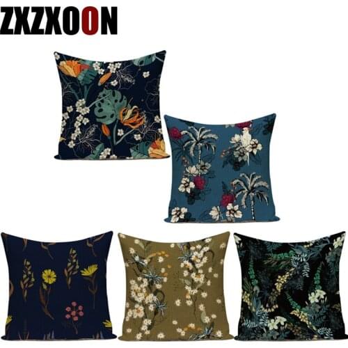 Farmhouse Home Decor Tropical Green Plants Leaf Leaves Polyester Sofa Home Living Room Pillow Cushion Cover Pillowcase