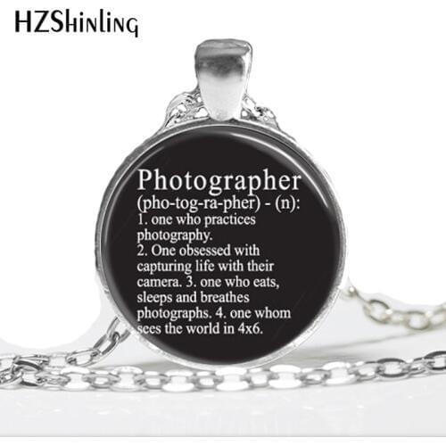Hot glass dome jewelry Photographer Dictionary Definition Photography Camera Jewelry Art Glass Dome Pendant Necklace HZ1