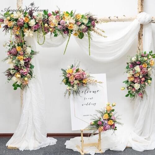 HI-Q wedding arch decor props silk artificial flower arrangement cornor flower row window shop party event display garland craft