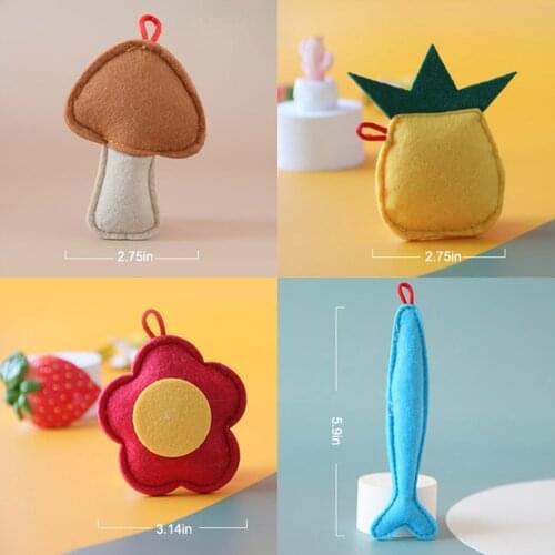 Cat Toy Bite Resistant Cartoon Felt Cat Toy Cute Kitten Teething Toy Pet Folwer Fish Shape Bite Toy Catnip Cats Toys Supplies