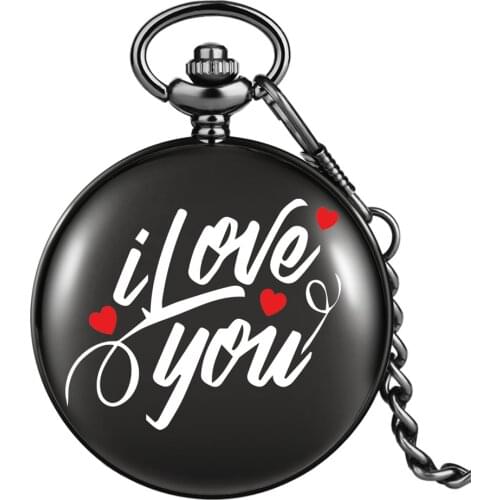 I Love You Printed Personalized Text Antique Pocket Watch Stylish Vintage Pendant Timepiece Men Women Pocket Clock Gifts