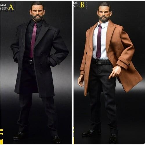 1:6 figure doll clothes sets men formal long suits for 12" action figure doll accessories,without head & body and Watch A0588