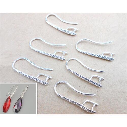 HOT 100X DIY Making 925 Sterling Silver Jewelry Findings Hook Earring Pinch Bail Ear Wires For Crystal Stones Beads