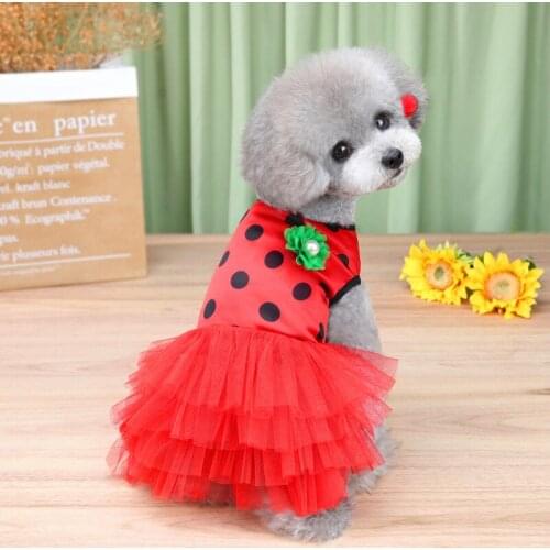 Cute Dots Cat Dog Dress Pet Wedding Dresses Tutu Skirt Puppy Costume Yorkshire Pomeranian Poodle Schnauzer Clothes Pet Clothing