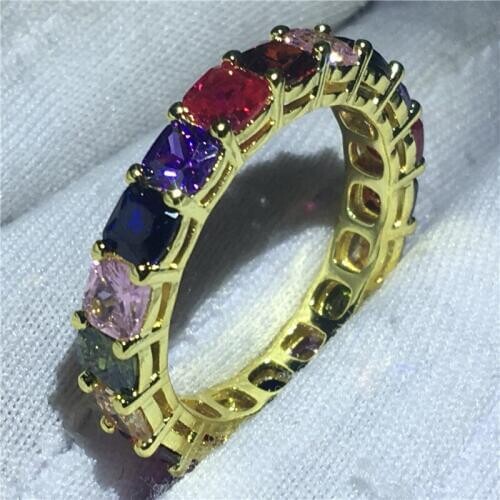 Fashion Lover Eternity ring Silver color Cushion cut AAAAA Cz Stone Party wedding band ring for women Finger jewelry