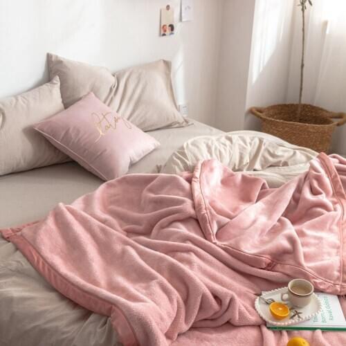 Pure Color Flannel Blanket Super Soft Winter Blanket Thicken Warm Blanket Coral Fleece Blanket