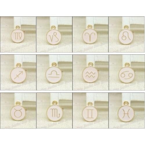 Wholesale 36pcs/lot Enamel Alloy Gold-color jewelry Mixed Zodiac pendants charms for bracelet necklace DIY jewelry making