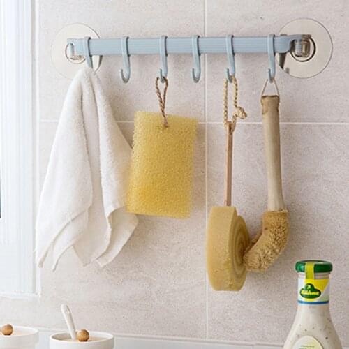 Adjustable Hook Rack Double Suction Cup Towel Rack Hanging Shelves Hook Holder Lock Type Sucker Kitchen Accessories