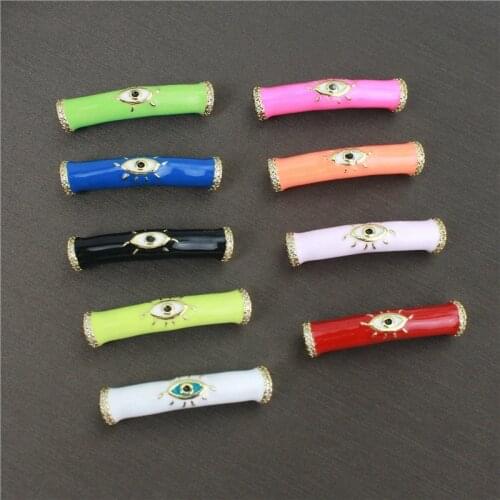 10Pcs Multi color Dainty cz micro pave enamel eye shaped design patter connector charm for necklace /bracelet making