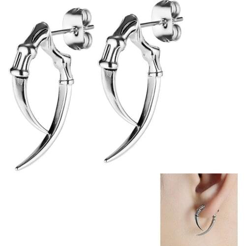 1Pair Retro Wind Claw Men Stud Earrings Hip Hop Stainless Steel Cute Stud Earrings For Boyfriend Or Women l184
