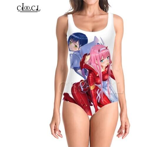CLOOCL Anime Darling In The Franxx Zero Two 2021 One-piece Swimsuit Girl 3D Print Sleeveless Slim Women Colorful Swimwear