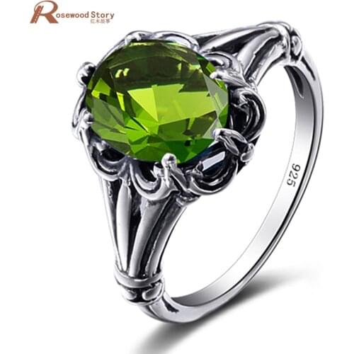 Victoria Wieck Luxury Women August Birthstone Solitaire Ring Olive Peridot 925 Sterling Silver Women Engagement Wedding Ring