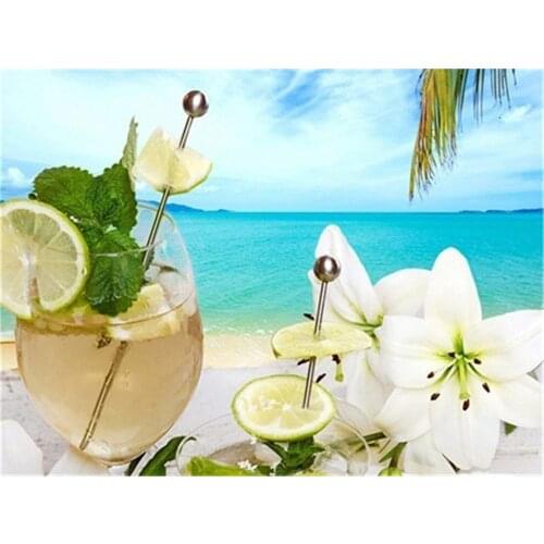 Landscape Seaside Beach DIY 11CT Cross Stitch Embroidery Kits Craft Needlework Set Cotton Thread Printed Canvas Home Sale