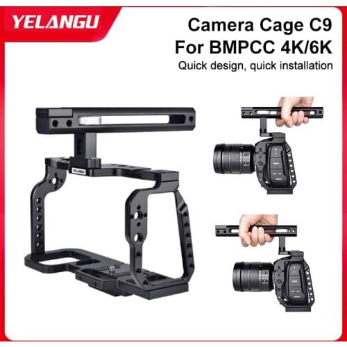 Yelangu C9-A Bmpcc 4K/6K Camera Cage Aluminum Alloy Strong Expansion Stable Durable Kit for Bmpcc 4K/6K Camera