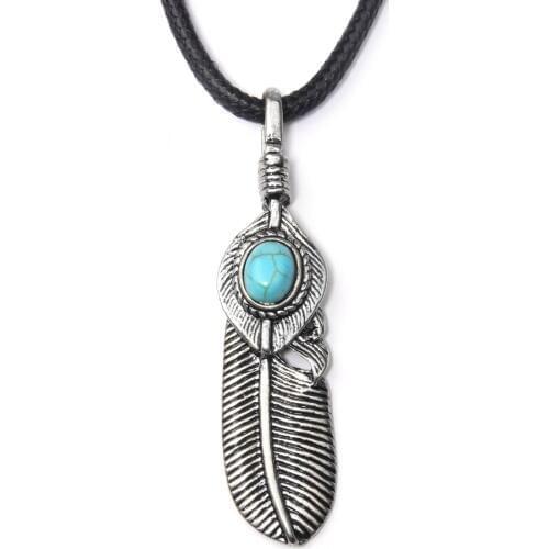 Women Necklace Choker Fashion Jewelry Bohemian Style Pendants Rope Chain Feather Eye Pattern Pendant Necklace collier