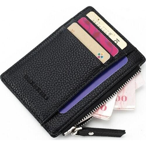 1PCS Geometric Leather Card Holder Black Brown Soft Business Fashion ID Credit Cards Holders For Men Short Coin Purse