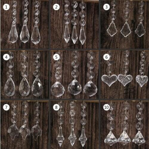 10pcs Acrylic Crystal Beads Drop Shape Garland Chandelier Hanging Party Decor Wedding Decoration Centerpieces For Tables