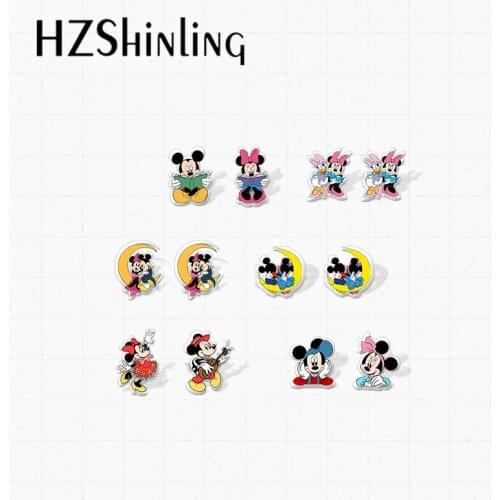 2021 New Arrival Cute Mickey and Minnie Mouse Kawaii Epoxy Acrylic Stud Earrings Handmade Gifts for Children