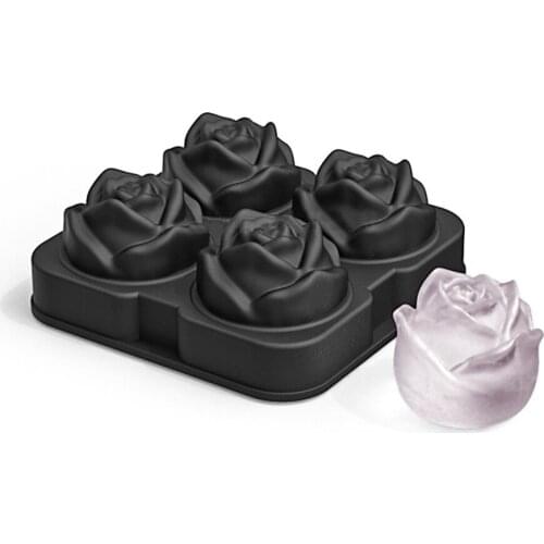 4 Cell Rose Ice Ball Mold Silicone Ice Cube Trays Whiskey Ice Ball Maker 6 Silicone Molds Maker Reusable Ice Cream Molds