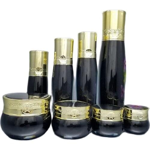 Black Cosmetic Containers Butterfly Set Empty Bottle Spray Bottle Refillable Bottle Cream Jar Emulsion Lotion Pump 15/30/50g 8pc