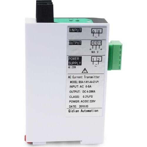 BSA-I AC 1 In 1 Out AC 0-500mA 0-20A input AC Current Transmitter Current Sensor Current Transducer 24V 220V power supply