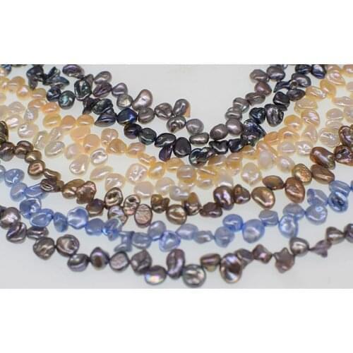 Loose beads freshwater pear reborn keshi lwhite/pink/black/gray/blue/brown 8-12mm flat for DIY for jewelry 38cm necklace