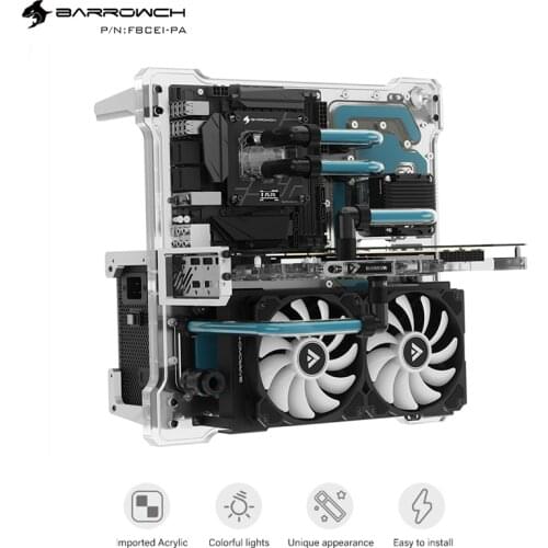 Barrowch PC Water Cooling ITX Computer Case For Modular Waterway Board Supports Dual 240mm Radiator,DIY Gamer Cabinet,FBCEI-PA