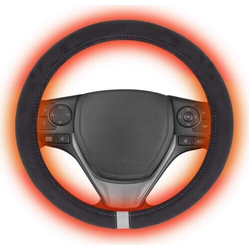 Car Steering Wheel Cover 12V Auto Heated Winter Warm Cover Electric Heating Fro 37-39cm Outer Diameter Steering Wheel