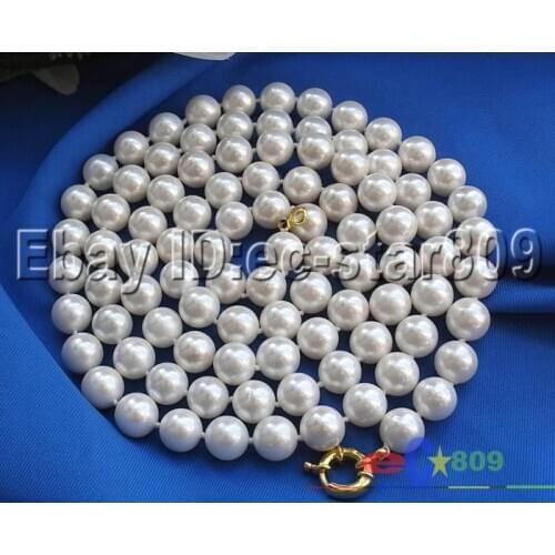 D0127 LONG 50" 12MM SOUTHSEA SHELL PEARL NECKLACE