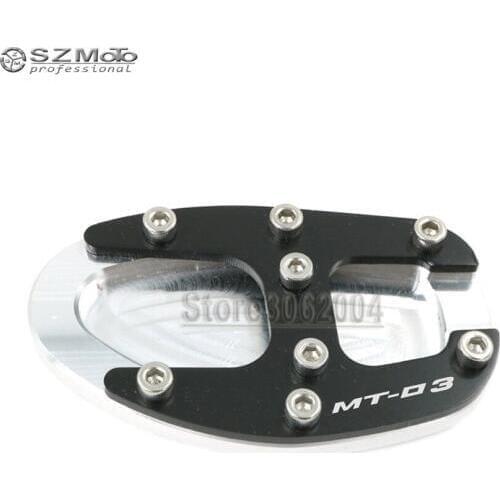 For YAMAHA MT03 MT 03 MT-03 2016-2017 Motorcycle CNC Side Kickstand Stand Extension Support Plate With Logo Black