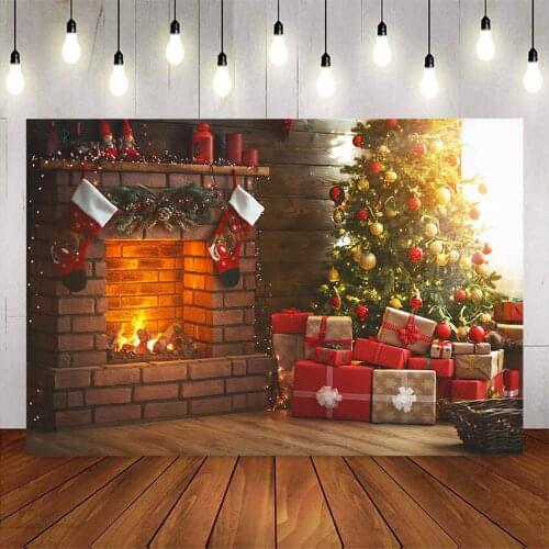 Photography background christmas fireplace background for photo studio christmas tree portrait photo shoot backdrops