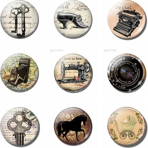 5PCS/SET French Antique Sewing Jewelry Love To Sew Quote 25MM Glass Dome Craft Supplies Seamstress Women Birthday Gift