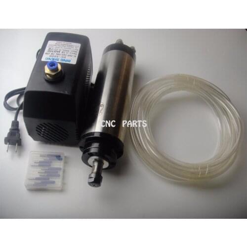 CNC milling spindle ER11 1.5KW water cooling spindle + water pump+water pipe+10 pieces cnc engraving bits