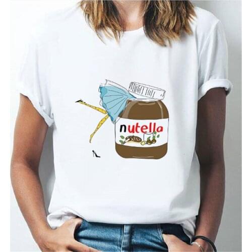Nutella Printed tshirt Women 90s Harajuku Ullzang Fashion T-shirt Graphic Cute Cartoon Tshirt Hipster Tumblr Female T Shirt
