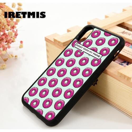 Iretmis 5 5S SE 6 6S Silicone phone case cover for iPhone 7 8 plus X Xs 11 Pro Max XR Donut touch my phone pattern funny retro