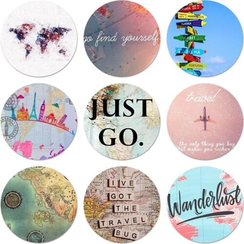 World Map Travel Plans Icons Pins Badge Decoration Brooches Metal Badges For Backpack Decoration 58mm