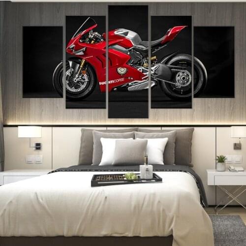 Ducati Panigale V4 R Race Motorcycle Canvas Painting 5 Pieces Wall Art HD Prints Modular Pictures Home Bedside Decor Poster