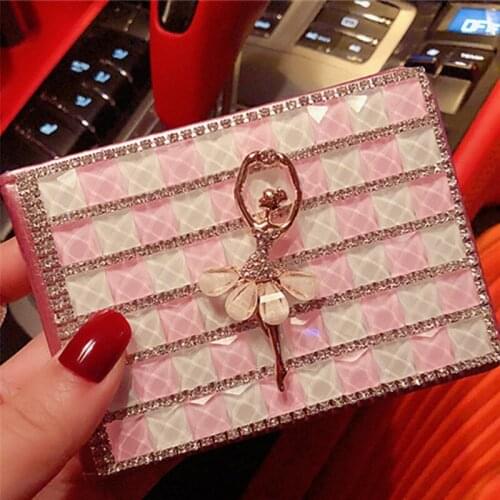 Cartoon ballerina girl driving license leather case creative luxury rhinestone two-in-one drivers license wallet
