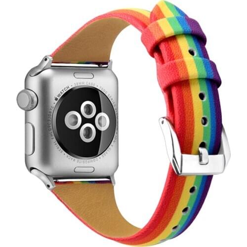 Leather strap For Apple Watch band 44mm/40mm iWatch Band 38mm 42mm 44mm Pride Edition watchband apple watch 5 4 3 2 1 bracelet