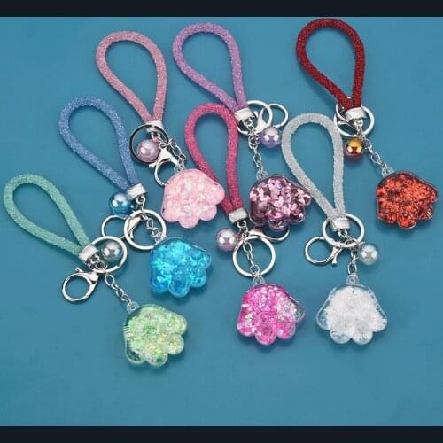 Creative Cat Paw Cat Paw 3D Keychain Cartoon Animal Soft Silicone Car Accessories Handbag Decor Jewelry Gift Key Ring