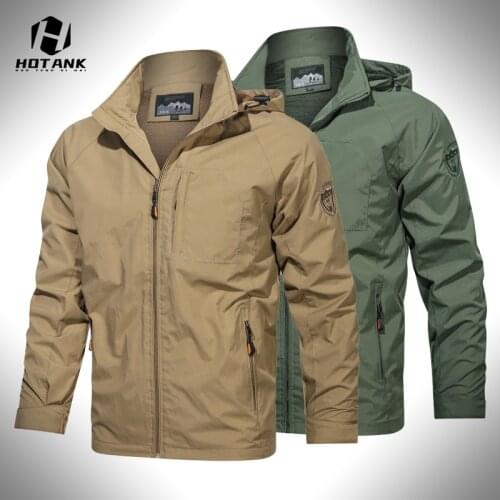 Fashion Military Jackets Men Casual Outdoor Soft Shell Windproof Jacket Men Breathable Solid Zipper Waterproop Hooded Coat Male