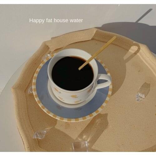 Cute Retro French Garden Style Ceramic Daisy with Coffee Spoon Milk Cup Plate Set Afternoon Tea Dish Breakfast Coffee Cups