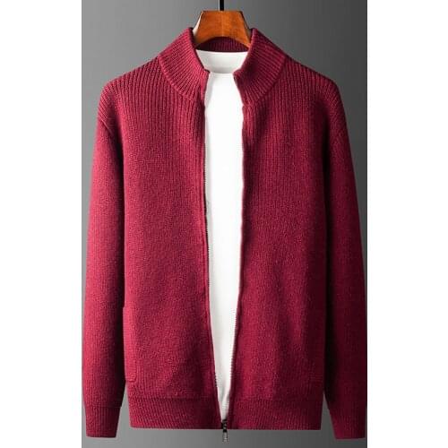 2021 mens cardigan zipper stand collar spring fall thickened cardigan casual fashion sweater jacket mens 3XL